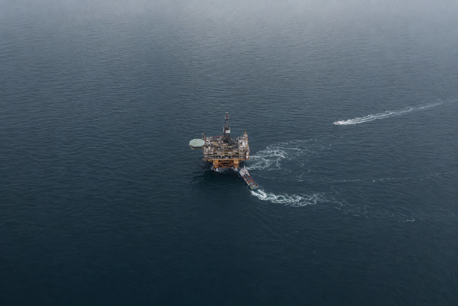 Aerial view of an offshore production platform